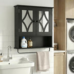RoyalCraft Bathroom Medicine Cabinet Wall Mounted, Over the Toilet Storage Cabinet with Towel Rack and Adjustable Shelf, Large Bathroom Towel Cabinet Wall Mount 22x25 inch (Black) - color: Black