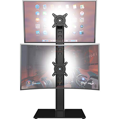 Dual Monitor Stand - Vertical Stack Screen Free-Standing Monitor Riser Fits Two 13 to 34 Inch Screen with Swivel, Tilt, Height Adjustable, Holds One (1) Screen Up to 44Lbs - color: Black