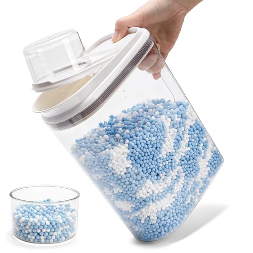 Covzoe Laundry Detergent Dispenser, 3.5L/118 Oz Liquid Laundry Soap Powder Container with Lid, Storage Cereal Organizers, Fabric Softener Dispenser Scent Booster Beads Holder for Laundry Room