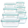 Vtopmart 8 Pack Glass Food Storage Containers with Airtight Lids, Glass Meal Prep Containers, Lunch Office Meal for Microwave, Oven, Freezer and Dishwasher, BPA Free - color: Green
