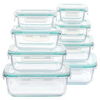 Vtopmart 8 Pack Glass Food Storage Containers with Airtight Lids, Glass Meal Prep Containers, Lunch Office Meal for Microwave, Oven, Freezer and Dishwasher, BPA Free - color: Green