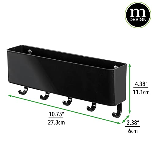 mDesign Mail, Letter Holder, Key Rack Organizer for Entryway, Kitchen - Wall Mount, Black - color: Black