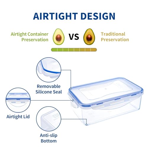KIGI Airtight Reusable Meal Prep Containers, Leak-Proof & Stackable, 4-Sided Locking Lids, Ideal for Food Storage, Lunch & Leftovers, Microwave, Freezer & Dishwasher Safe, 39 oz, 4.8 Cup, 12 Piece Set - size: 4.8 cup (12-Piece)