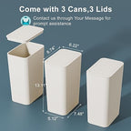 N. NETDOT 3 Pack 10L / 2.6 Gallon Small Trash Can with Lid, Bathroom Garbage Can with Pop-Up Lid, Waste Basket for Bathroom, Kitchen, Bedroom, Powder Room, Craft Room, Office, College (Off White) - color: Off White