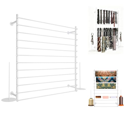 12 Layers 120cm White Wall Display Stand Wrapping Paper Ribbon Organizer Holder Storage Scarf Tie Belt Towel Spool Sewing Tool Hijab Metal Shelving for Home, Retail Stores, Flower Shop, Studio - color: White, size: L: 47.2 in, H: 47.2 in