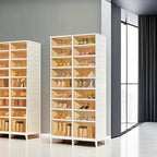 9-Tier Portable Shoe Rack Organizer for Closet, 36 Pairs Shoe Container Bins, Clear Plastic Collapsible Shoes Storage Box, Stackable Sneaker Storage Shoe Cabinet with Door - size: 9 Tiers - 36 Pairs