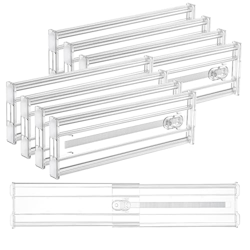 Vtopmart 8 Pack 4" Regular Upgrade Drawer Dividers for Clothes, 12.8"-22.3" Expandable Dresser Drawer Organizer, Clear Plastic Separators for Dresser, Baby Clothing, Underwear, Cosmetic, Toiletries - size: Regular-4"