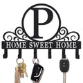 Metal Letter P Key Holder for Wall, Monogram Coat Rack Wall Mount, Key Hooks Perfect for Bathroom, Living Room, Kitchen, Office Ideal Wedding, Anniversary, Housewarming Gift (P) - style: P