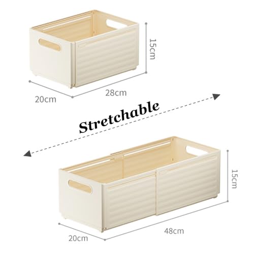 Foldable Storage Bins, 2 Pack Plastic Expandable Boxes for Organizing, Adjustable from 11-18.8" Drawer Organizers Separators Dividers for Bedroom Kitchen Utensils Tools Closet, Large - color: Large