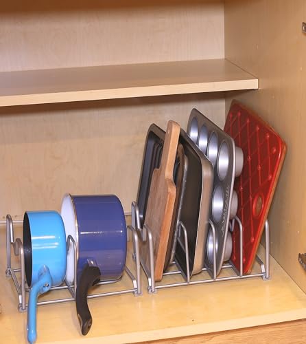 Simple Houseware 2PK Kitchen Cabinet Pan and Pot Lid Organizer Rack, Total 6 Compartments, Silver - color: Silver