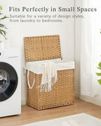 SETVSON Laundry Hamper with Lid Wicker Laundry Basket 112 L (29.6 Gal) Laundry Hampers Handwoven Rattan Clothes Hamper with Handles 3 Removable Liner Bag, 6 Mesh Bags for Bathroom Bedroom Natural - color: Natural, size: 29.6 Gal