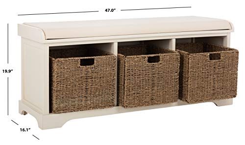 Safavieh American Homes Collection Lonan Grey and White Wicker Storage Bench - color: White