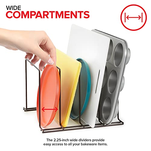 Stock Your Home Kitchen Cabinet Organizer, Bronze (2 Pack) Steel Baking Sheet Holder with 4 Slots for Cabinet, Bakeware Organizer, Divider for Cutting Boards, Pot Lids, Pan Lids, Cookie Sheets - color: Dark Bronze