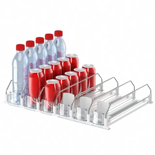 IBORING Drink Organizer for Fridge,Self Pushing Fridge Drink Organizer,Automatic Drink Dispenser for Fridge-Holds up to 30 Cans - style: 6 Rows