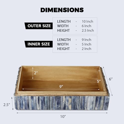 Handicrafts Home Decorative Storage Box 10x6 – Remote Organizer Box with Lid, Modern Decorative Keepsake Box, Boho Shelf Décor, Memory Box for Photos or Letters, Decorative Box for Table Décor - color: IVORY-OCEAN, size: 10x6x2.5 Inch