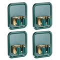 uxcell 4pcs Mop Broom Holder Wall Mount, 304 Stainless Steel Mop Broom Organizer Storage Rack, Self Adhesive Broom Hanger for Bathroom, Laundry Room, Green - color: Green