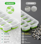 DOQAUS Ice Cube Tray with Lid and Bin - 4 Pack Silicone Ice Cube Trays for Freezer, Stackable Ice Bucket Kits with Storage Container & Scoop for Kitchen, RV, Cocktail, Coffee - color: Green