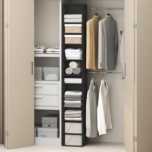 Furinno PASIR 10-Tier Closet Organizers and Storage, Open Shelf, Storage Organizer, 12-Inch Width, for Closet, Bedroom, Blackwood - color: Blackwood, size: 10-Tier; 12"W