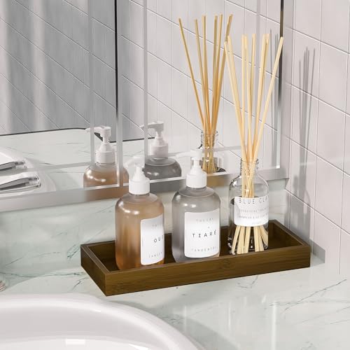 ZHWS Bathroom Vanity Tray for Toilet Tank, Perfume, Jewelry, Candle, Makeup, Decorative Tray, Kitchen Tray Counter Organizer for Soap Dispenser, Coffee Table Brown 11.3”L x 4.4”W x 1.14”H - color: Brown, size: 11.3" x 4.4" x 1.1"