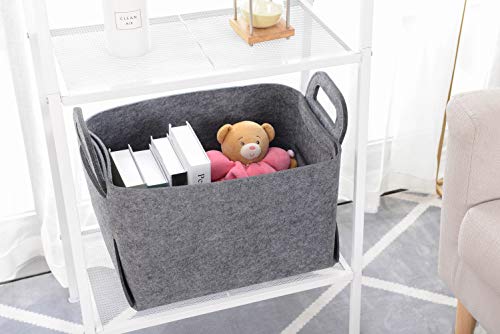 Minoisome Storage Basket Felt Storage Bin Collapsible& Convenient Box Organizer with Carry Handles for Office Bedroom Closet Babies Nursery Toys Laundry (Gray, 15.7inch（L）×11inch（W）×10inch（H）) - color: Grey, size: 15.7inch（L）×11inch（W）×10inch（H）