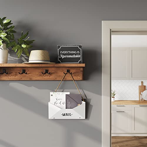 Barnyard Designs Wall Envelope Mail Organizer Rustic Vintage Decorative Mail Holder for Home and Office Decor 12” x 8.25”