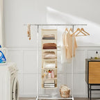 MAX Houser 6 Tier Shelf Hanging Closet Organizer, Closet Hanging Shelf with 2 Sturdy Hooks for Storage,2 Pack, Foldable (Yellow) - color: Beige-2