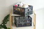 Eslite 34L Large Plastic Folding Storage Crates,Collapsible Crates for Storage,Pack of 3 (Grey) - color: Grey