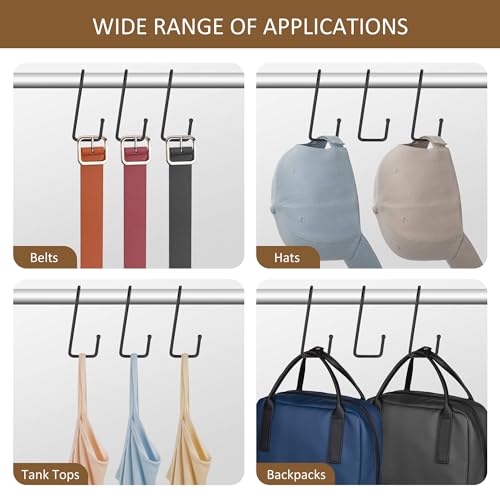 ZEDODIER 15 Pack Purse Hanger Closet, Bag Organizer Purse Hooks for Closet, Keeping Purses Visible and in Good Condition, Metal Hanging Backpack Holder Rack, Black - color: Black