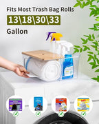 iCASA Trash Bag Dispenser Dishwasher Pod Holder - 5 in 1 Plastic Garbage Bag Under Sink Organizer, Acrylic Dryer Sheet Balls Laundry Pods Container with Bamboo Lid, Pantry Organizers and Storage Box - size: 5 in 1