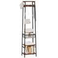 Coat Rack Freestanding, Coat Stand with Metal Basket and Storage Shelves, Hall Tree Free Standing With and 7 Hooks, Clothes Rack Stand Organizer, Rustic Brown and Black - color: Rustic Brown and Black, style: 2 Shelves + 1 Basket