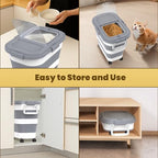 HOYTAMDA 25-35Lbs Rice Container,Collapsible Airtight Food Storage Containers with Wheels,Handle,Rice Storage Container with Small Bin and Scoop,Rice Dispenser for Flour Sugar Cereal Grain Dog Cat - color: Grey/25-35lbs