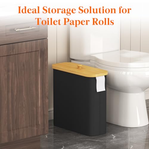 Lifewit Toilet Paper Storage Holder for 12 to 16 Rolls, Free Standing Toilet Paper Basket Stand with Bamboo Lid, Collapsible Fabric Bathroom Organizer Box for Mega Rolls, 30L, Extra Large, Black - color: Black, size: 30L