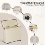 Yecaye 180L Laundry Basket With Lid and Removable 3 Bags, Large Rolling Laundry Hamper with Lid, 3 Section Rolling Clothes Storage With Wheels, Clothes Hamper with Wheels For Laundry Room, Beige