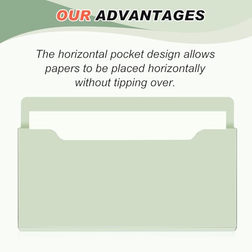 Fuutreo 6 Pcs Magnetic Wall File Organizer Magnetic Wall File Holder Refrigerator Magazine Holder for Mail Letters Paper(Sage Green,Horizontal-large) - color: Sage Green, size: Horizontal-Large
