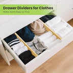 Fyvva Drawer Divider, Adjustable Bamboo Kitchen Drawer Organizer, Spring Loaded Drawer Organizer, Dresser Separators for Kitchen, Bathroom, Clothes, Office Desk Storage (Natural, 8 Pack Large) - size: 8 Pack Large