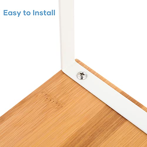 NEX Cabinet Organizer Shelf, Set of 2 Stackable Kitchen Counter Shelves, Expandable Spice Rack Pantry Organizers Cupboard Storage, Bathroom Desk Risers, Bamboo and Metal - color: Cloud White + Natural Beige, size: 11.7''W