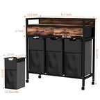 Laundry Sorter 3 Section,144L Hamper with Non-Woven Drawers,360° Rolling Laundry Basket,Pull-Out and Removable Oxford Fabric Laundry Bags,Rustic Brown and Black