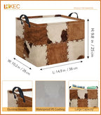 Rectangle Storage Basket with Handles,Collapsible Storage Bin,Books Box,Gift Basket(Cow Print) - color: Cow Print