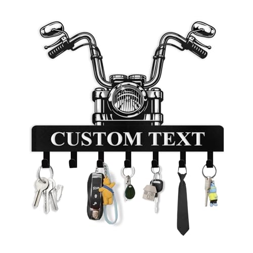 Personalized Key Rack Wall Mount - Custom Motorcycle Key Holder for Wall, Coat Rack Organizer, Jacket Holder, Key Hanger Wall Decor for Garage Entryway Office, Gift for Motorcycle Lovers - color: Color09 Motorcycle