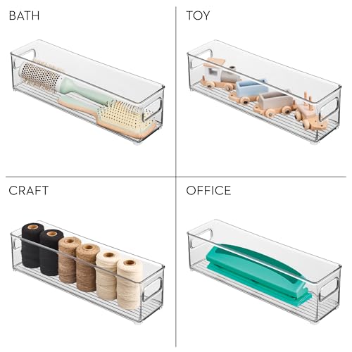 iDesign Stackable Fridge Bin with Handles - Ideal for Freezer or Pantry, Set of 2, Clear, Made in USA - style: Pack of 2