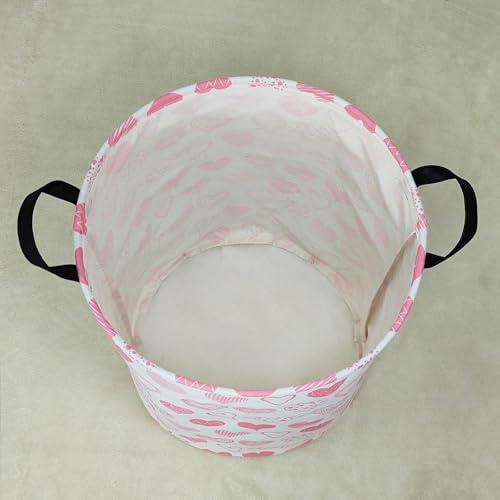 LANGYASHAN Laundry Basket Canvas Fabric Collapsible Organizer Basket for Storage Bin Toy Bins Gift Baskets Bedroom Clothes Children Nursery Hamper (Angel Heart) - color: Round Angel Heart