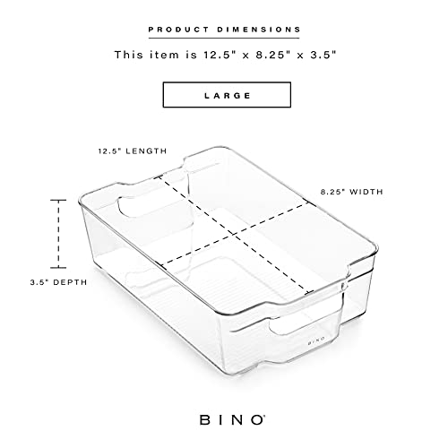 BINO | Stackable Storage Bins, Large - 4 Pack | The Stacker Collection | Clear Plastic Storage Bins | Organization and Storage Containers for Pantry & Fridge | Multi-Use Organizer Bins | BPA-Free - size: 4PK - Large