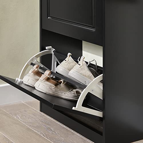 Haotian FSR94-SCH, Black Shoe Cabinet with 3 Flip Drawers, Freestanding Shoe Rack, Shoe Storage Rack(9.4" D x 20.9" W x 46.1" H) - color: Black, size: 3 Drawers:20.8x9.4x46"