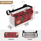 Bedside Caddy Hanging Bunk Bed Caddy Bed Organizer Hanging Pocket with 2 Hooks Bedside Storage Organizer Pocket Bag Holder Cartoon Red Strawberry - color: Cartoon Red Strawberry