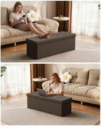 GLAXYFUR 43 Inches Folding Storage Ottoman Bench, Storage Chest, Footrest for Entryway, Living Room, Holds up to 660 lb, Brown - color: Brown