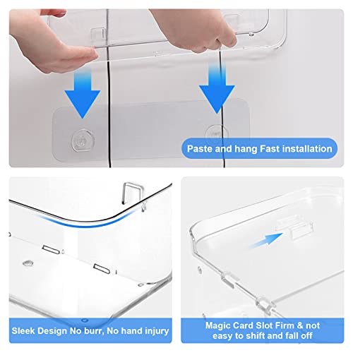 Diesisa Acrylic Wall Mounted Shower Caddy, Clear, Large Size 4D x 12.8" W x 3.3" H, Acrylic Shelf, No Drilling Walls Adhesive Shelf, Bathroom Shelves with Self Adhesive Tape for Bathroom, Kitchen - color: Clear - Long Basket