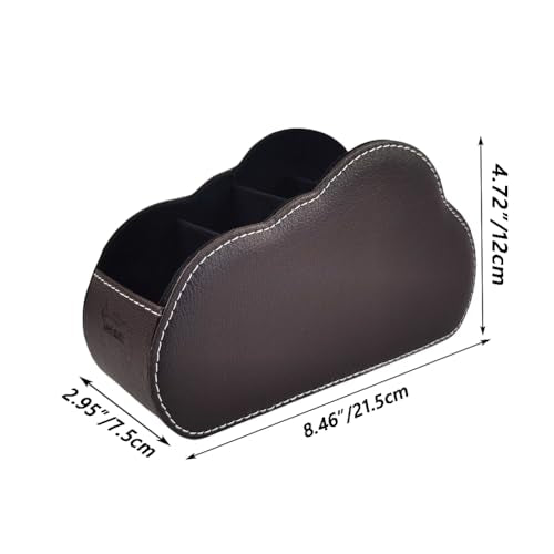 Remote Control Holder - 5 Spacious Compartments TV remote holder Caddy Leather Control Storage Tabletop Desk Organizer for Remote Controller,Office Stationery,Makeup Brush - color: Dark Brown1