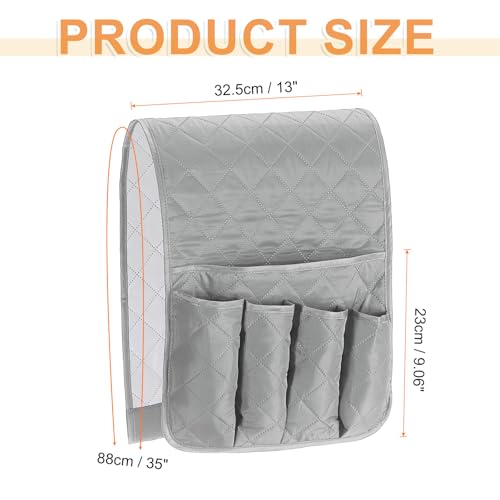 uxcell 1 Pcs Recliner Armchair Caddy, Couch Armrest Organizer with 5 Pockets for Bedside Sofa Remote Control Holders Magazine Phone Book Glasses (Gray, 35"x13") - color: Gray