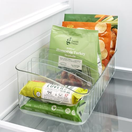 YouCopia FreezeUp Freezer Bin 15", BPA-Free Clear Fridge Organizer with Adjustable Dividers and Handles for Frozen Food and Leftovers - size: 15" Deep