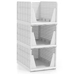 Sorbus 3 Pack Folding Closet Shelf Organizer for Clothes - Versatile Stackable Storage Baskets for Closet, Bathroom, Kitchen and Garage - Easy Access Open Front Design - Plastic Organizer Shelves - size: 3 Large